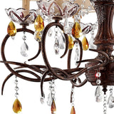 Burnished Bronze Hanging Ceiling Lamp with Clear and Amber Crystals - Homeroots