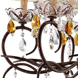 Burnished Bronze Hanging Ceiling Lamp with Clear and Amber Crystals - Homeroots