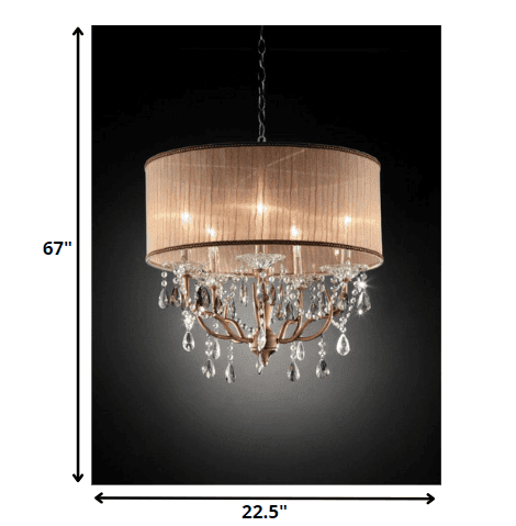 Silver and Pink Faux Crystal Hanging Chandelier Lamp - Homeroots - Flyclothing LLC