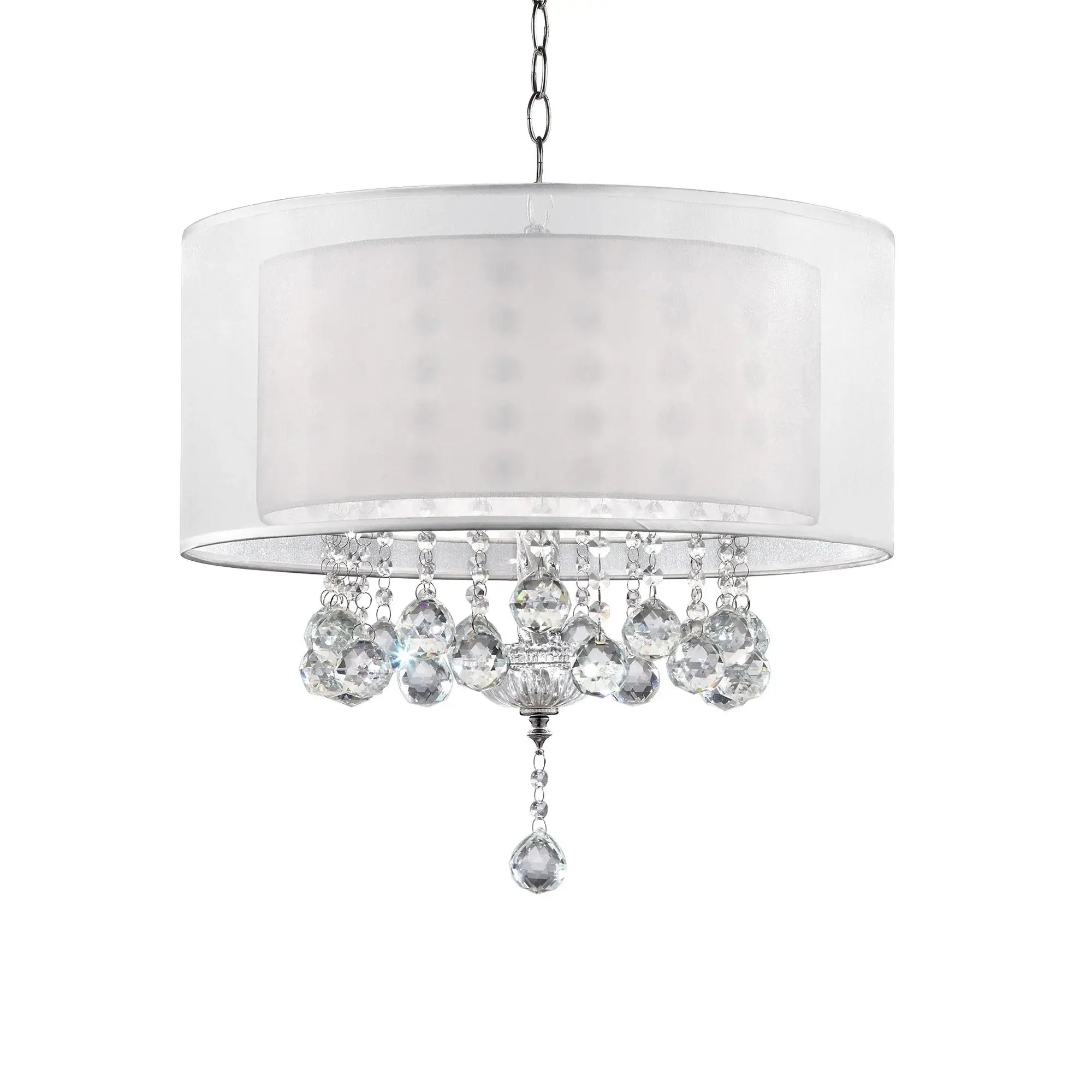 Chic Silver Ceiling Lamp with Crystal Accents and Silver Shade - Homeroots - Flyclothing LLC
