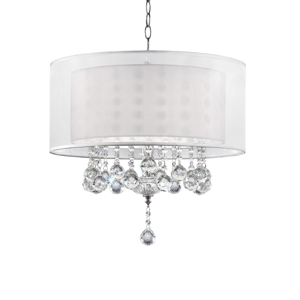 Chic Silver Ceiling Lamp with Crystal Accents and Silver Shade - Homeroots