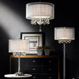 Chic Silver Ceiling Lamp with Crystal Accents and Silver Shade - Homeroots - Flyclothing LLC