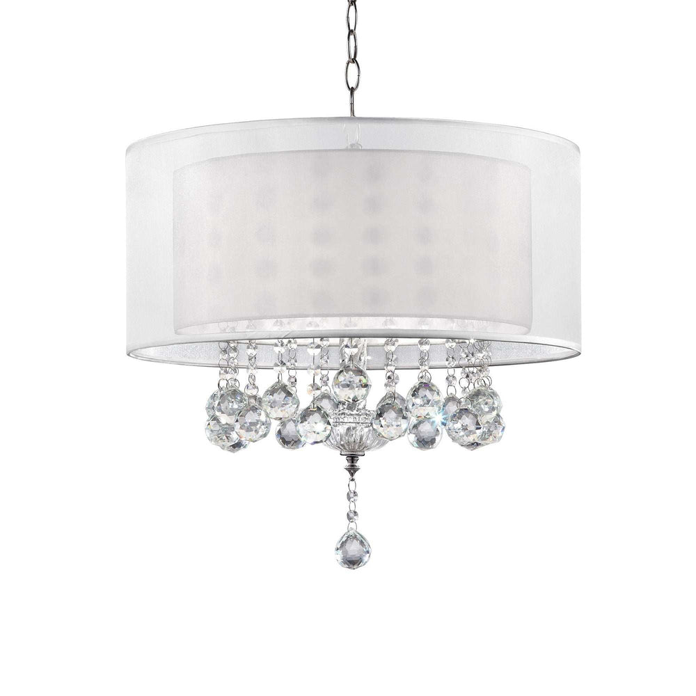 Chic Silver Ceiling Lamp with Crystal Accents and Silver Shade - Homeroots - Flyclothing LLC