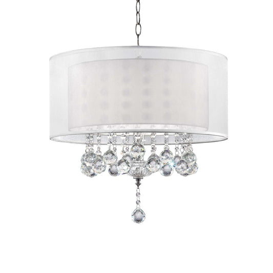 Chic Silver Ceiling Lamp with Crystal Accents and Silver Shade - Homeroots - Flyclothing LLC