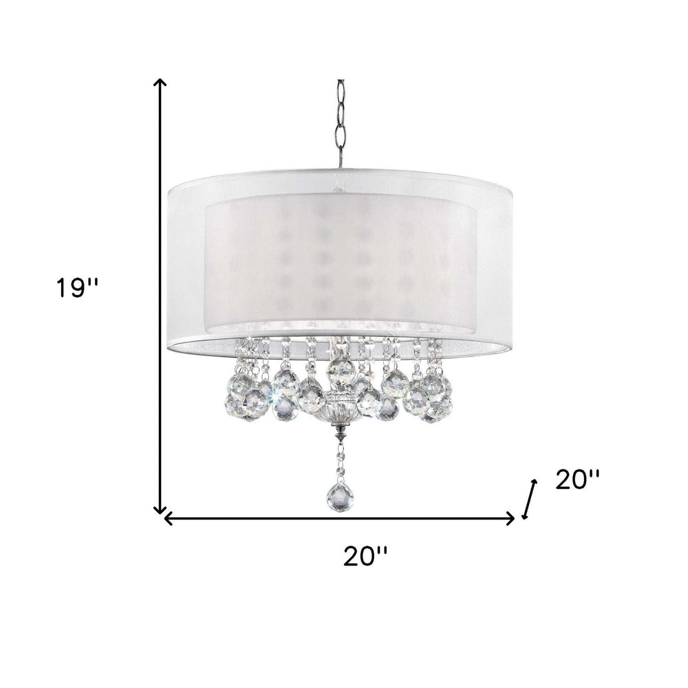 Chic Silver Ceiling Lamp with Crystal Accents and Silver Shade - Homeroots - Flyclothing LLC