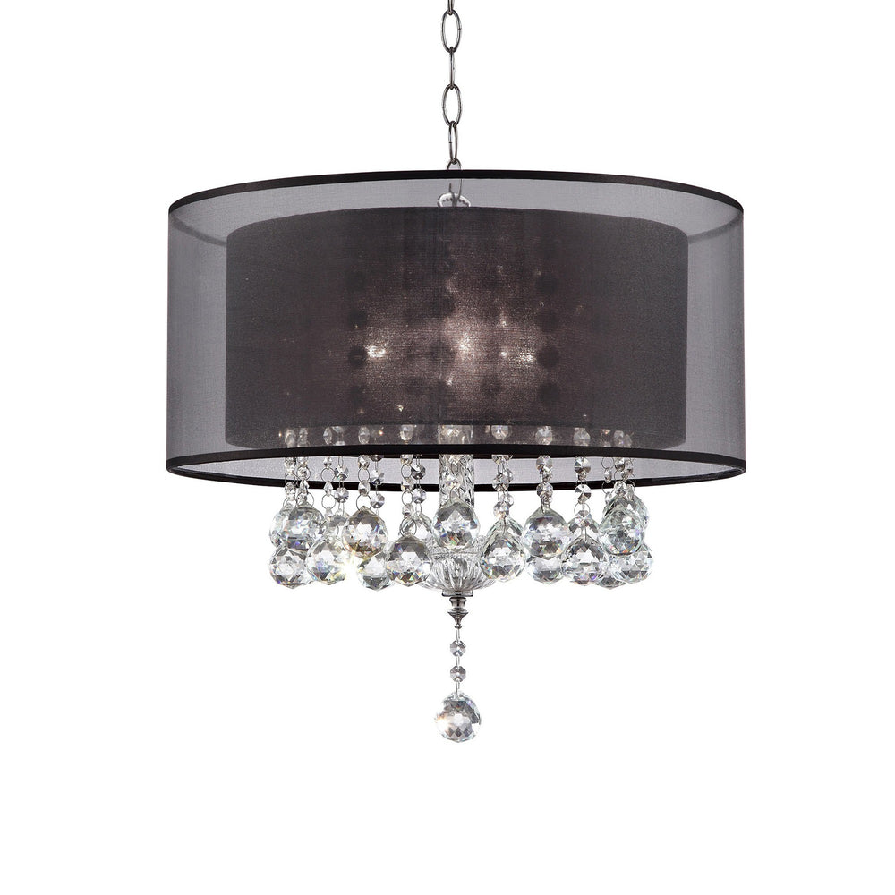 Contempo Silver Ceiling Lamp with Black Shade and Crystal Accents - Homeroots