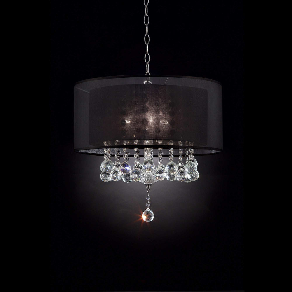 Contempo Silver Ceiling Lamp with Black Shade and Crystal Accents - Homeroots - Flyclothing LLC