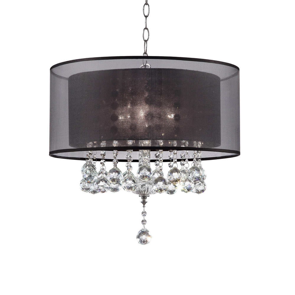 Contempo Silver Ceiling Lamp with Black Shade and Crystal Accents - Homeroots - Flyclothing LLC