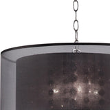Contempo Silver Ceiling Lamp with Black Shade and Crystal Accents - Homeroots