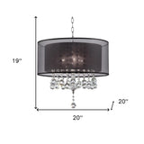 Contempo Silver Ceiling Lamp with Black Shade and Crystal Accents - Homeroots - Flyclothing LLC