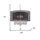Contempo Silver Ceiling Lamp with Black Shade and Crystal Accents - Homeroots - Flyclothing LLC