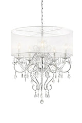 Glam Silver Faux Crystal Hanging Celing Lamp with See Thru Shade - Homeroots - Flyclothing LLC
