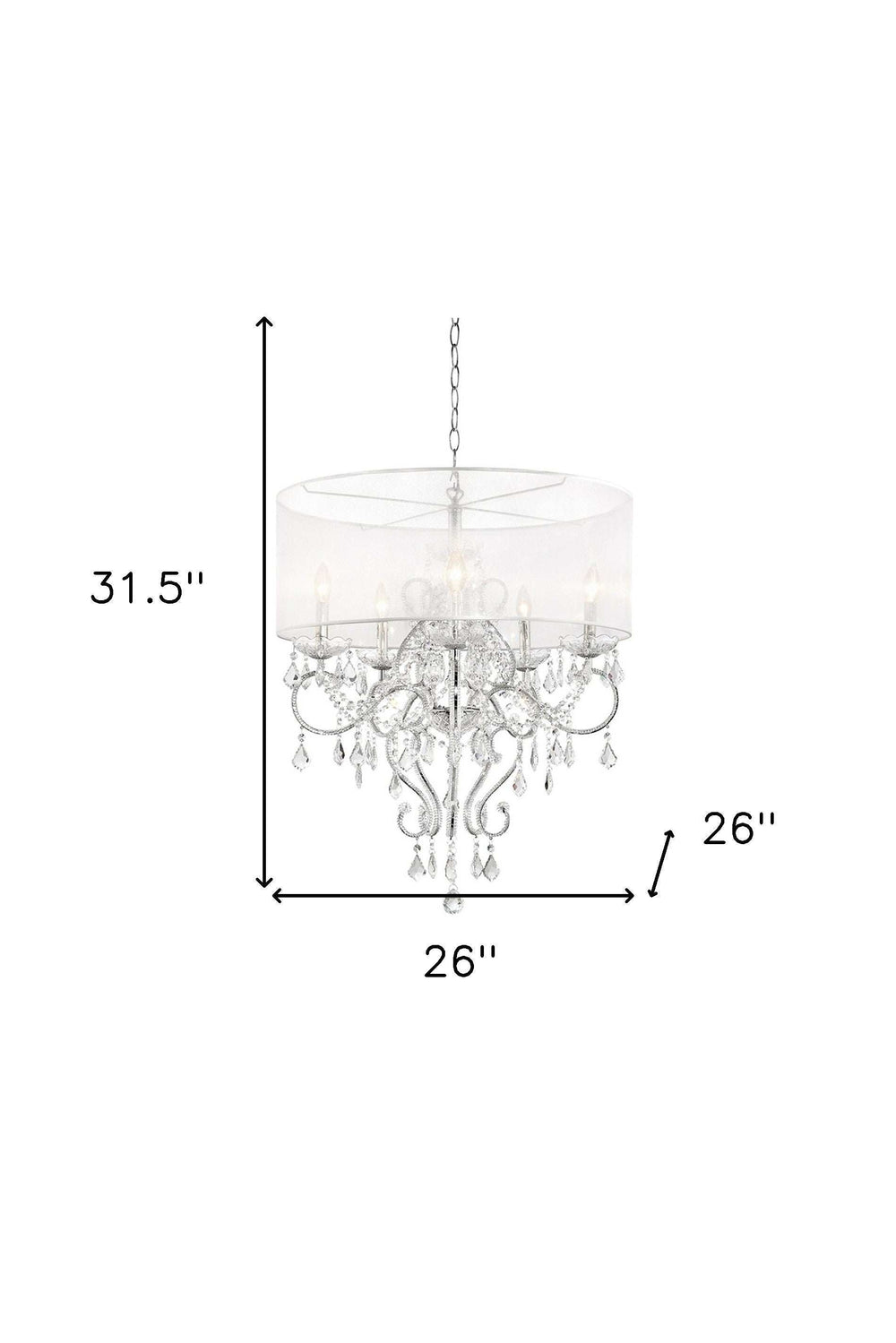 Glam Silver Faux Crystal Hanging Celing Lamp with See Thru Shade - Homeroots - Flyclothing LLC