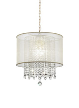 Primo Gold Finish Ceiling Lamp with Crystal Accents and White Shade - Homeroots - Flyclothing LLC