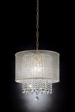 Primo Gold Finish Ceiling Lamp with Crystal Accents and White Shade - Homeroots - Flyclothing LLC