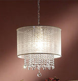 Primo Gold Finish Ceiling Lamp with Crystal Accents and White Shade - Homeroots - Flyclothing LLC