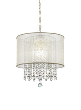 Primo Gold Finish Ceiling Lamp with Crystal Accents and White Shade - Homeroots - Flyclothing LLC