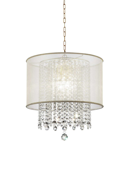 Primo Gold Finish Ceiling Lamp with Crystal Accents and White Shade - Homeroots - Flyclothing LLC