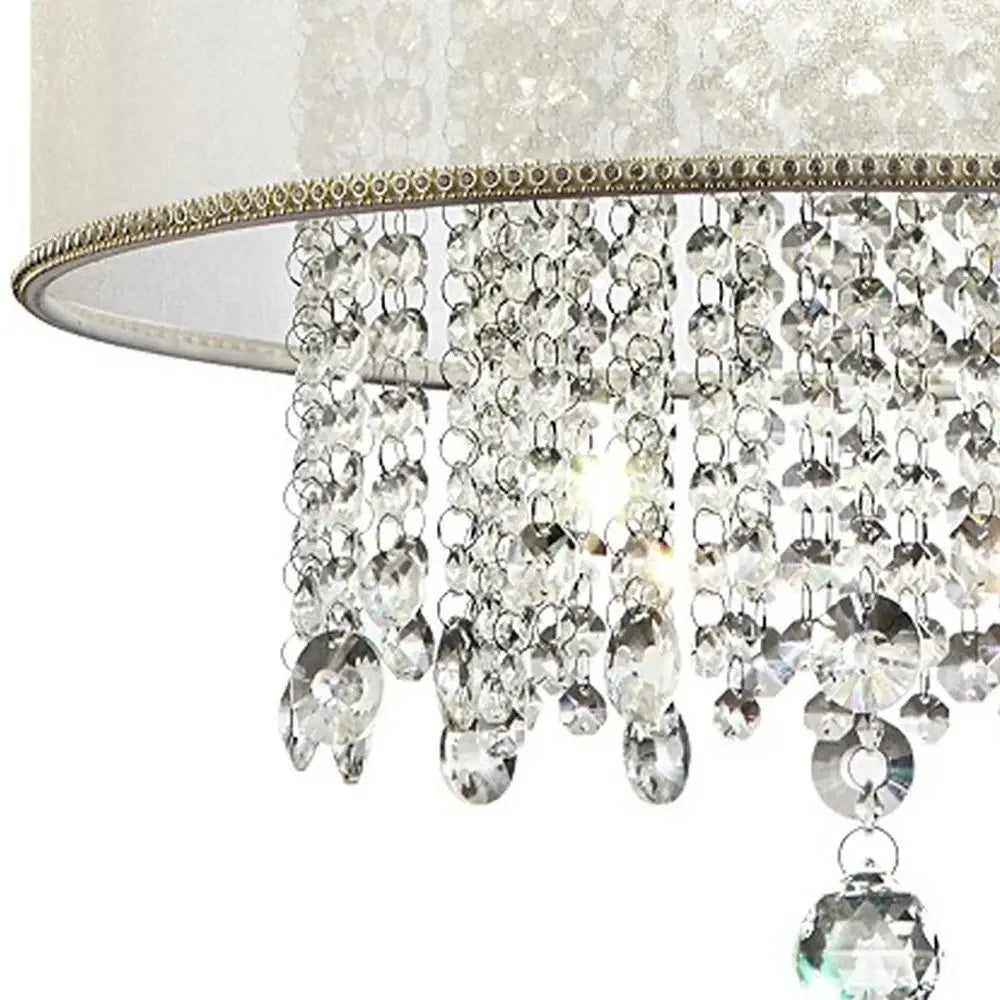 Primo Gold Finish Ceiling Lamp with Crystal Accents and White Shade - Homeroots - Flyclothing LLC