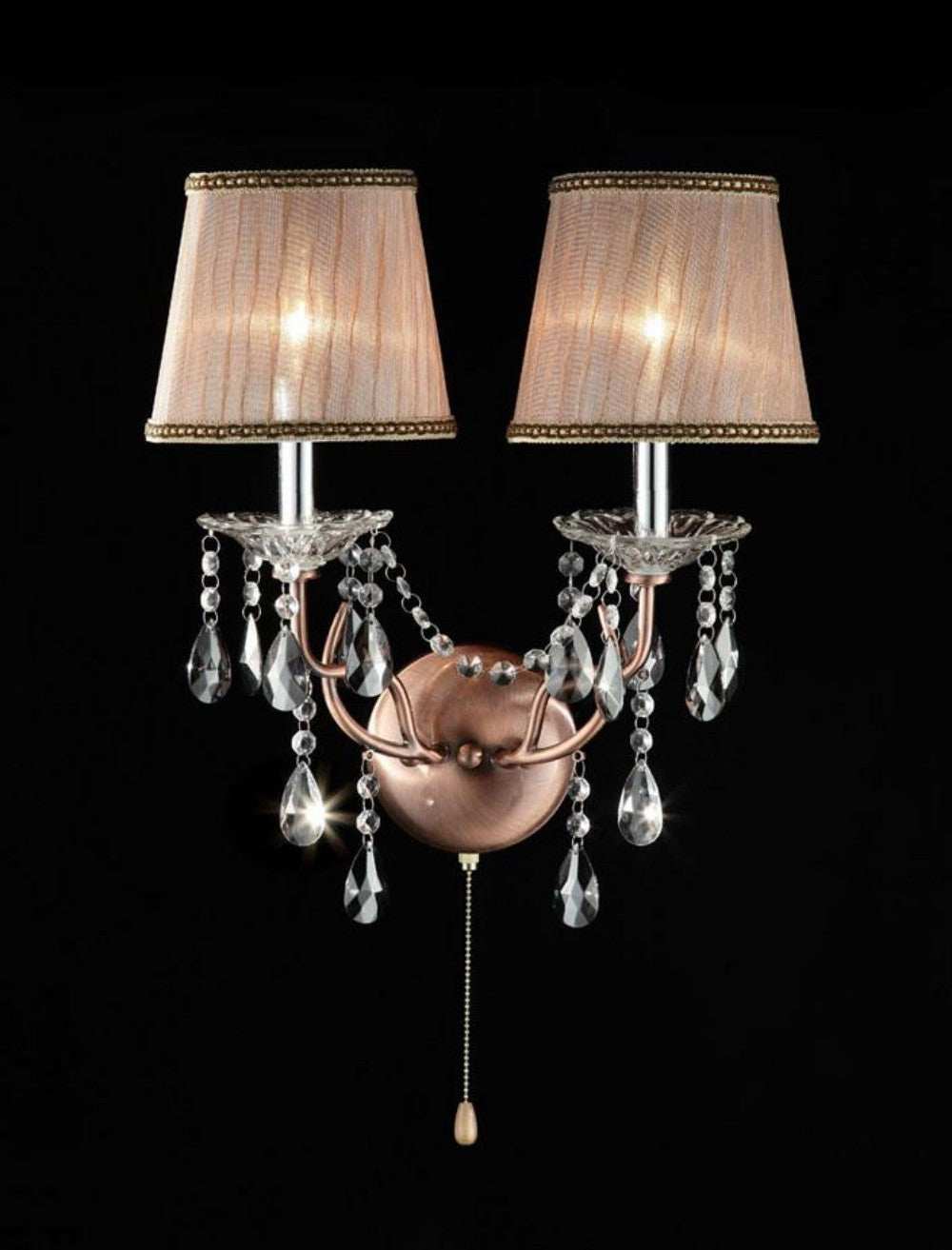 Silver and Pink Faux Crystal Dual Light Hanging Wall Sconce - Homeroots - Flyclothing LLC