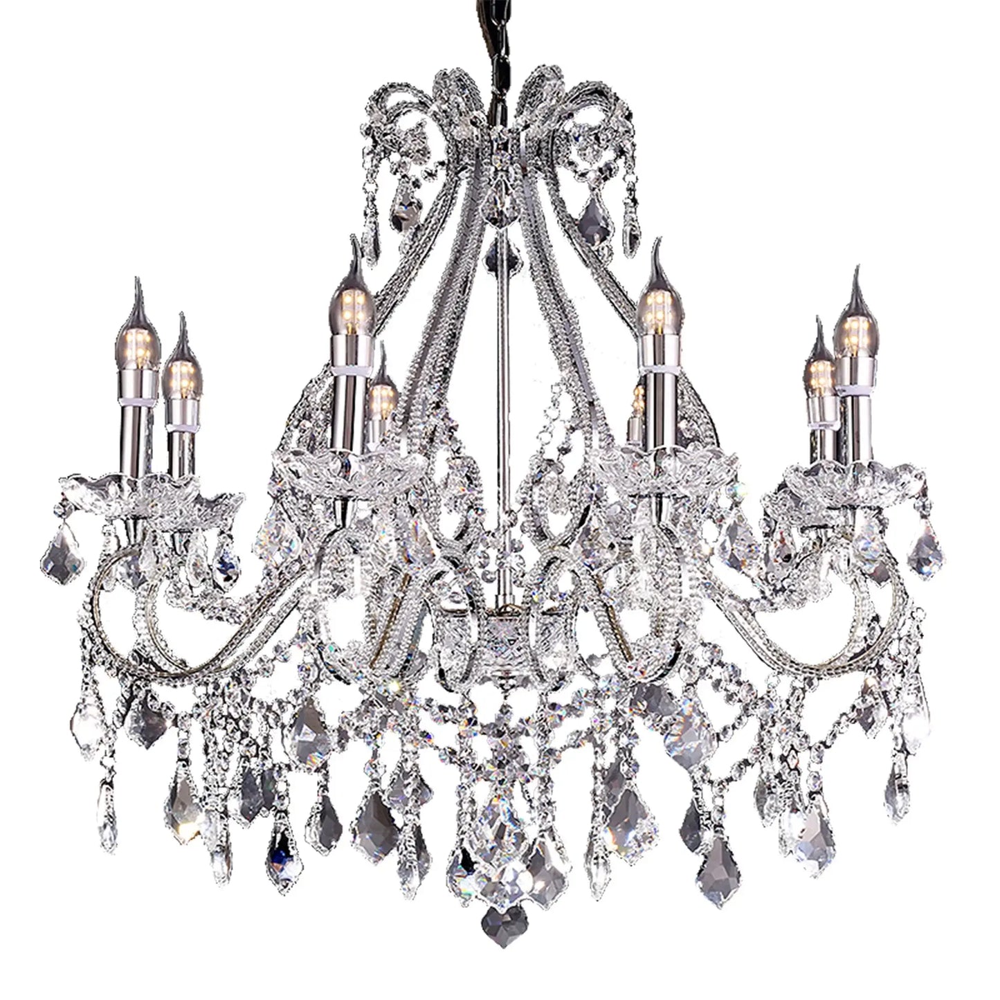Candle Style Empire Eight Light Transparent Glass Led Ceiling Light - Homeroots - Flyclothing LLC