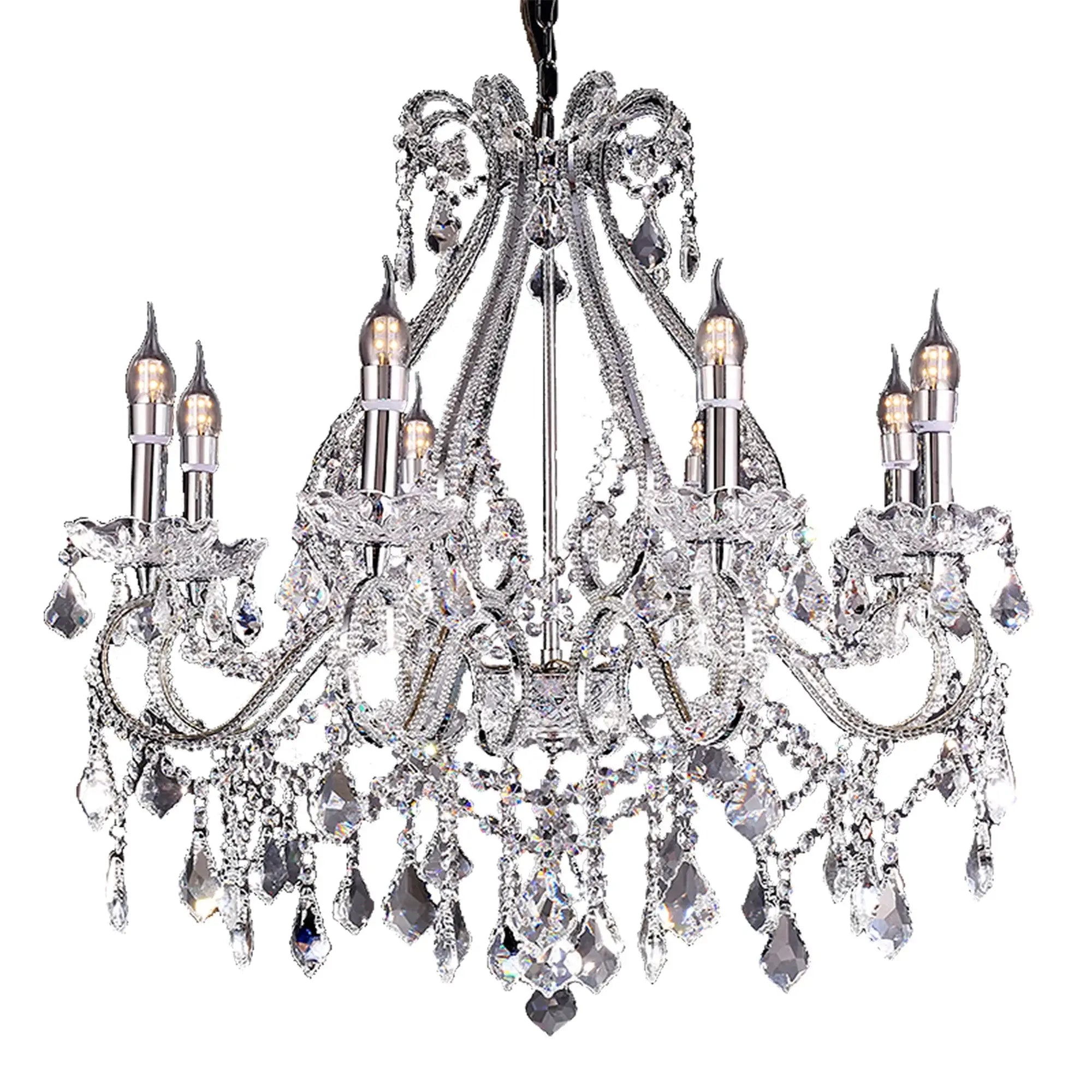 Candle Style Empire Eight Light Transparent Glass Led Ceiling Light - Homeroots - Flyclothing LLC