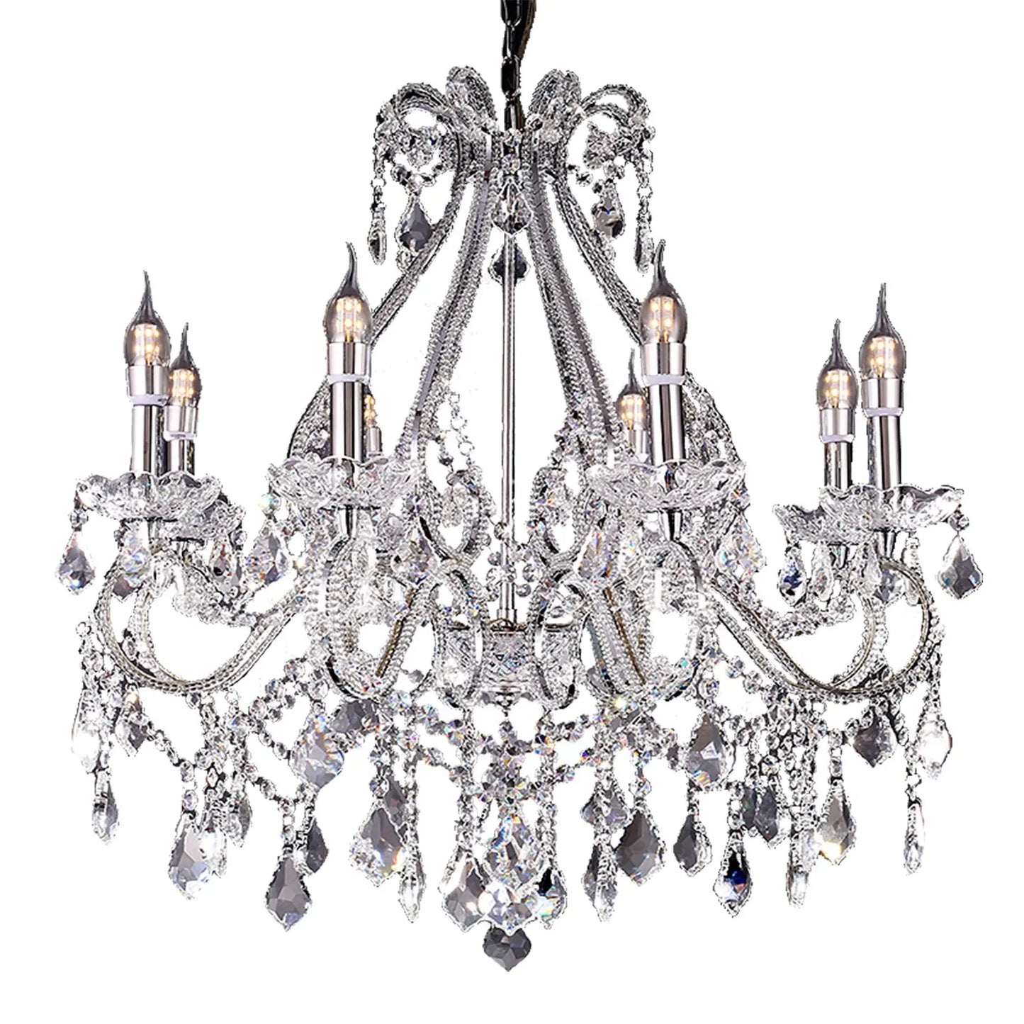 Candle Style Empire Eight Light Transparent Glass Led Ceiling Light - Homeroots - Flyclothing LLC