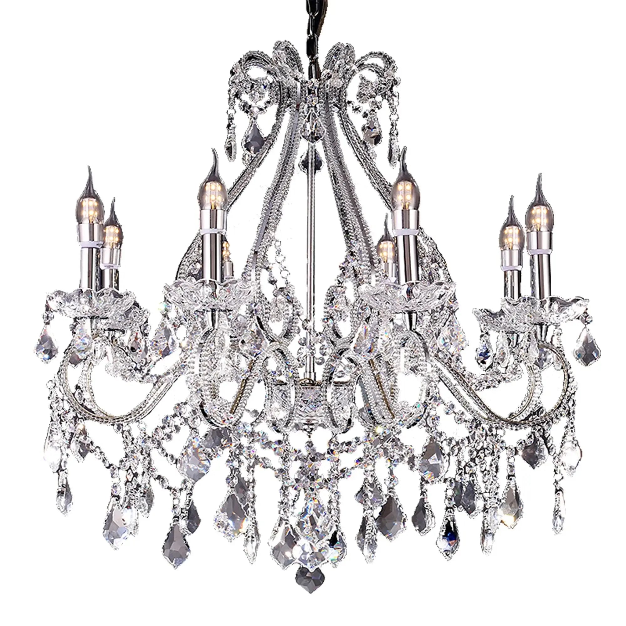 Candle Style Empire Eight Light Transparent Glass Led Ceiling Light - Homeroots - Flyclothing LLC
