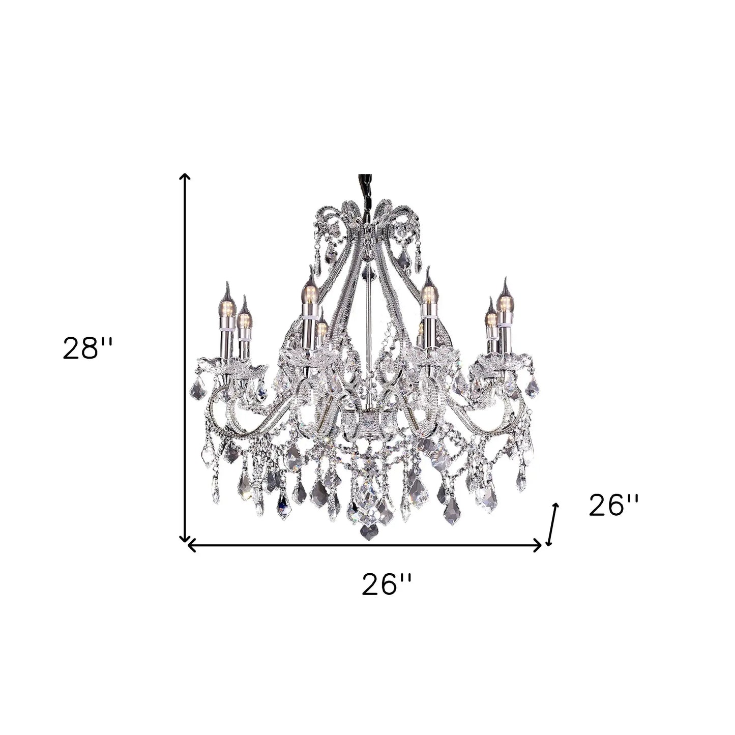 Candle Style Empire Eight Light Transparent Glass Led Ceiling Light - Homeroots - Flyclothing LLC