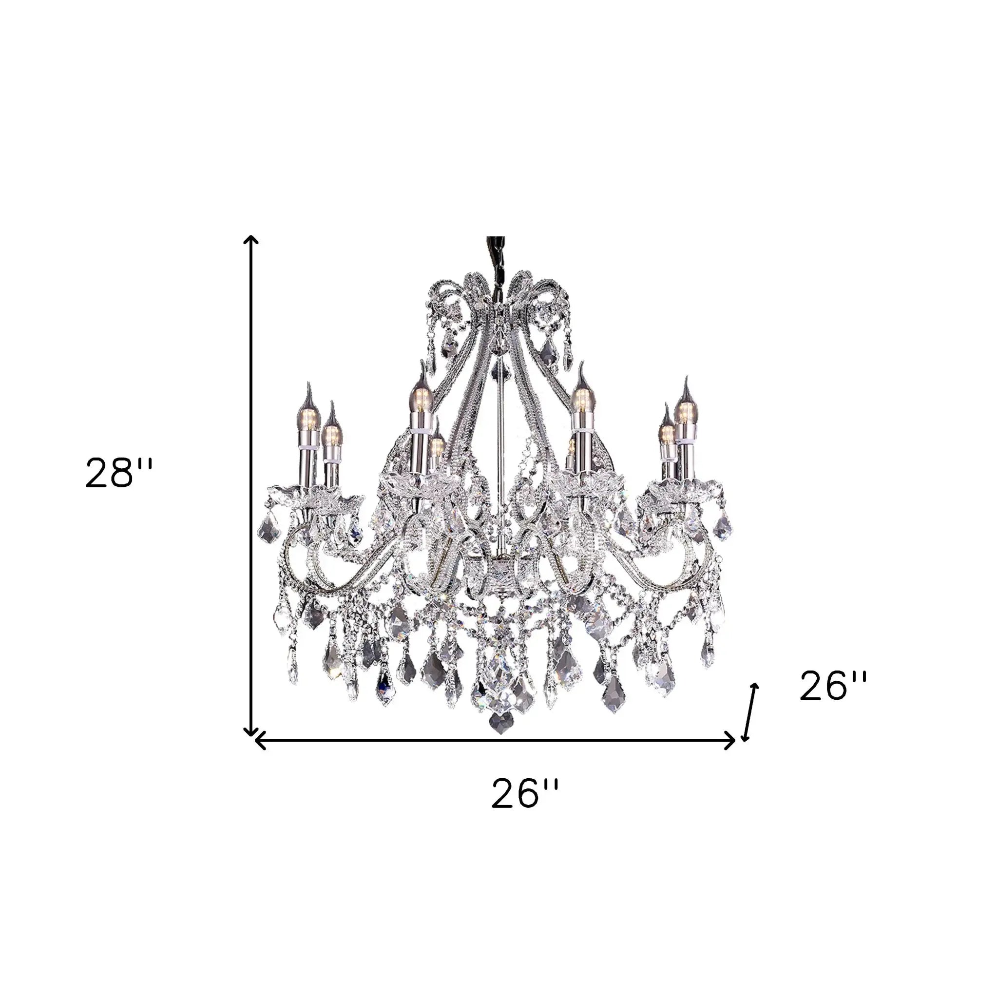 Candle Style Empire Eight Light Transparent Glass Led Ceiling Light - Homeroots - Flyclothing LLC