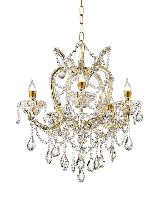 Five Light Glam Gold and Faux Crystal Chandelier - Homeroots - Flyclothing LLC