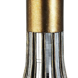 16" Polyresin Gold and Black Striped Round Urn - Homeroots - Flyclothing LLC