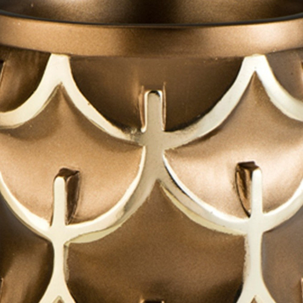 14" Polyresin Gold Geometric Cylinder Table Vase - Homeroots - Flyclothing LLC