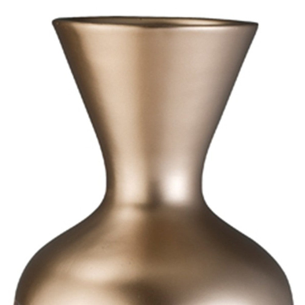 22" Gold and Brown Geometric Polyresin Floor Vase - Homeroots - Flyclothing LLC