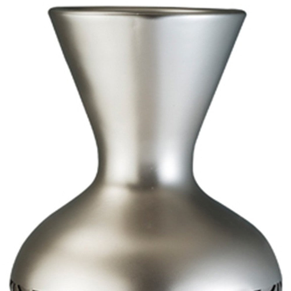 22" Brown and Silver Geometric Polyresin Floor Vase - Homeroots