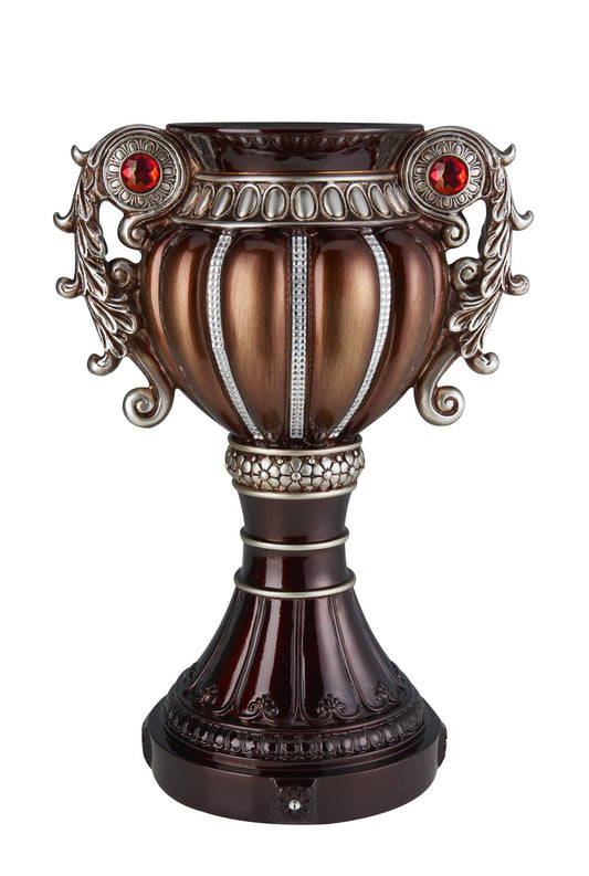 18" Brown Bronze and Silver Polyresin Urn Vase - Homeroots