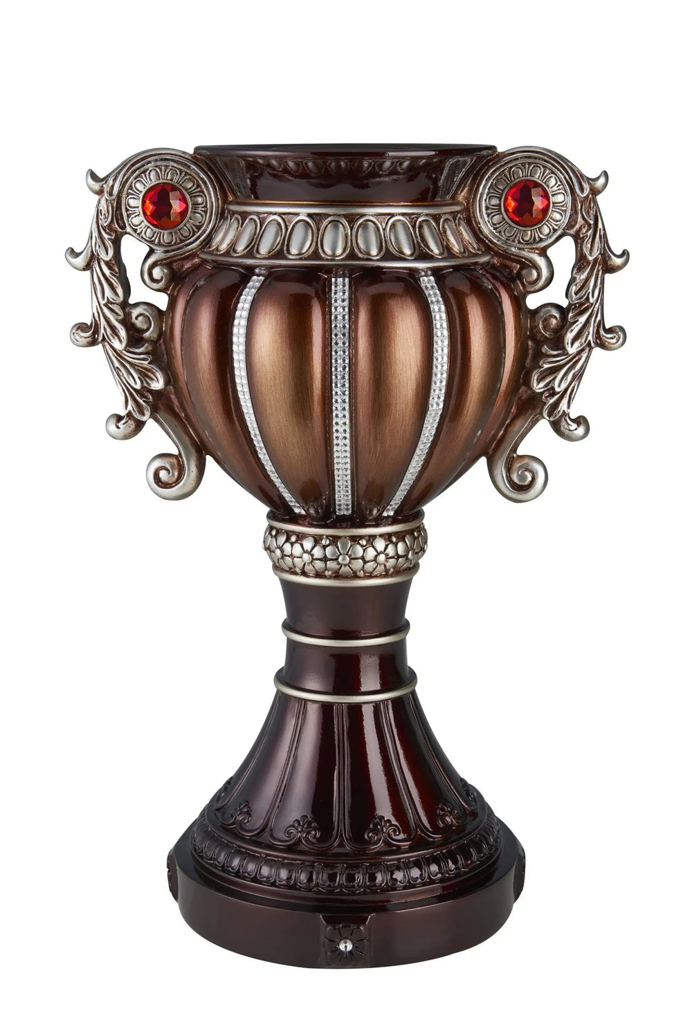 18" Brown Bronze and Silver Polyresin Urn Vase - Homeroots