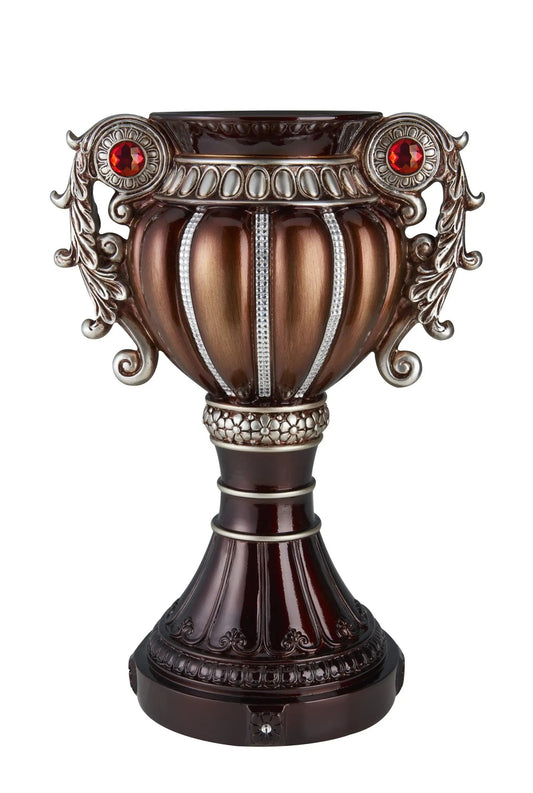 18" Brown Bronze and Silver Polyresin Urn Vase - Homeroots