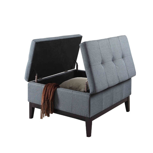 36" Slate Blue Linen And Black Tufted Storage - Homeroots
