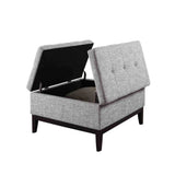 36" Light Gray Linen And Black Tufted Storage - Homeroots - Flyclothing LLC