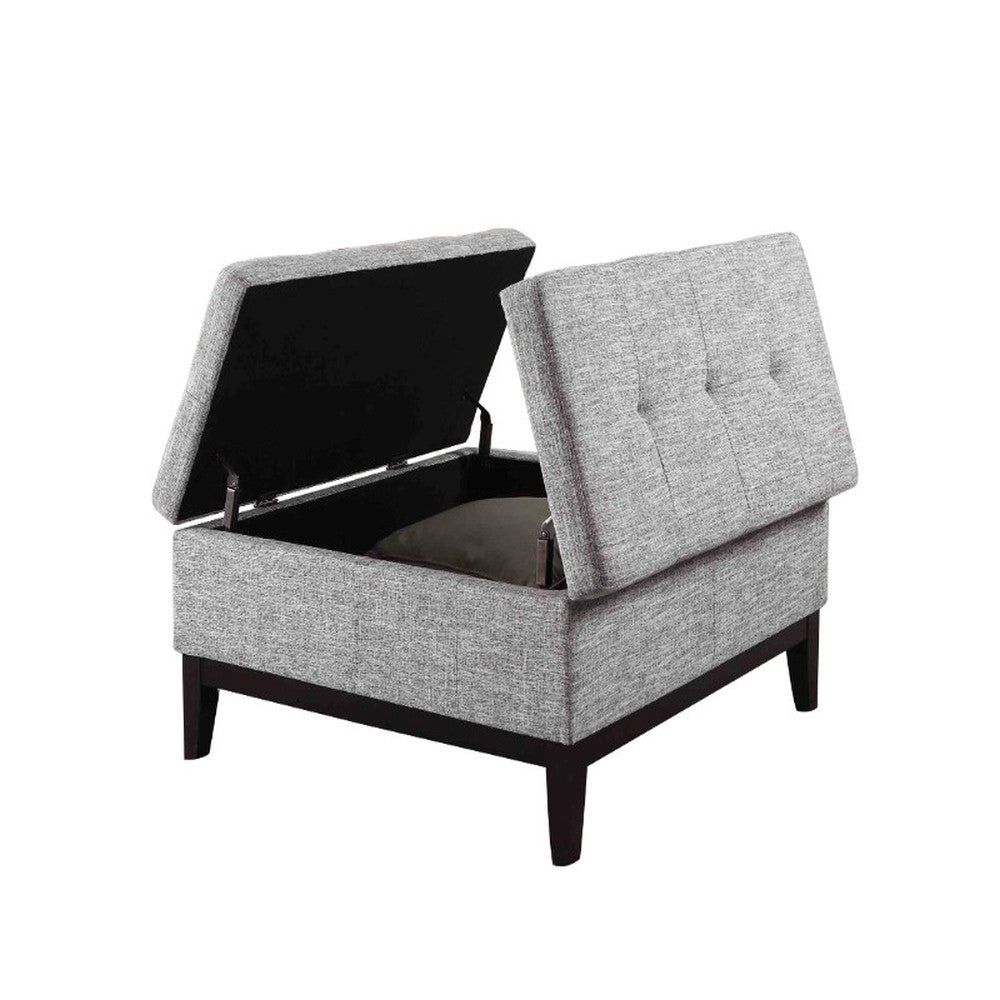 36" Light Gray Linen And Black Tufted Storage - Homeroots