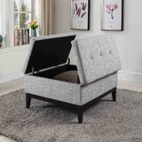 36" Light Gray Linen And Black Tufted Storage - Homeroots