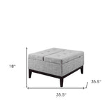 36" Light Gray Linen And Black Tufted Storage - Homeroots - Flyclothing LLC