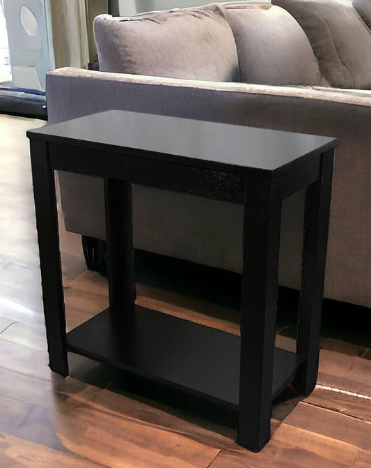 24" Black End Table With Shelf - Homeroots