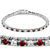 46902 - Rhodium Brass Bracelet with Synthetic Garnet in Ruby - Alamode