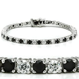 46903 - Rhodium Brass Bracelet with AAA Grade CZ  in Black Diamond