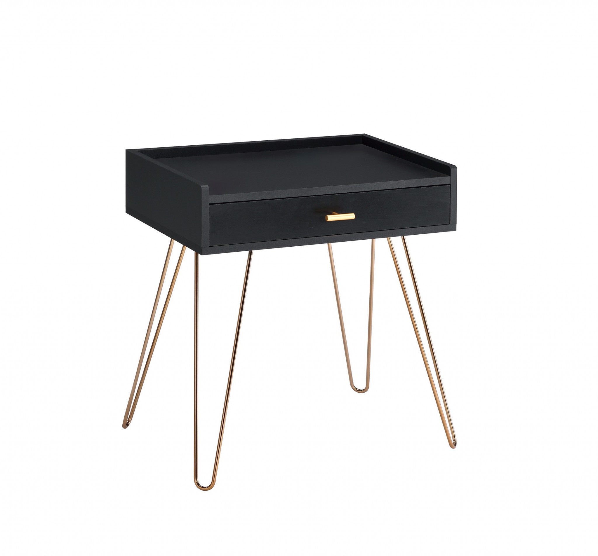 24" Gold And Black End Table With Drawer - Homeroots - Flyclothing LLC