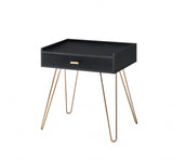 24" Gold And Black End Table With Drawer - Homeroots