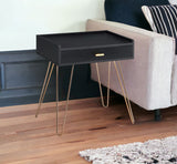 24" Gold And Black End Table With Drawer - Homeroots - Flyclothing LLC