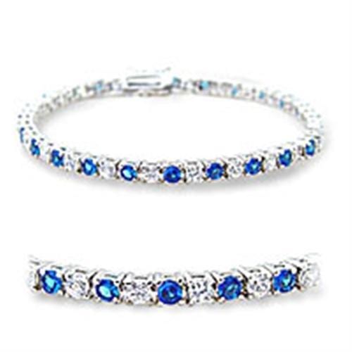 46904 - Rhodium Brass Bracelet with Synthetic Spinel in Montana - Alamode